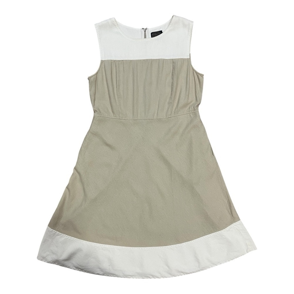 Pendleton Linen Sleeveless White/Tan Midi Dress Size 14P